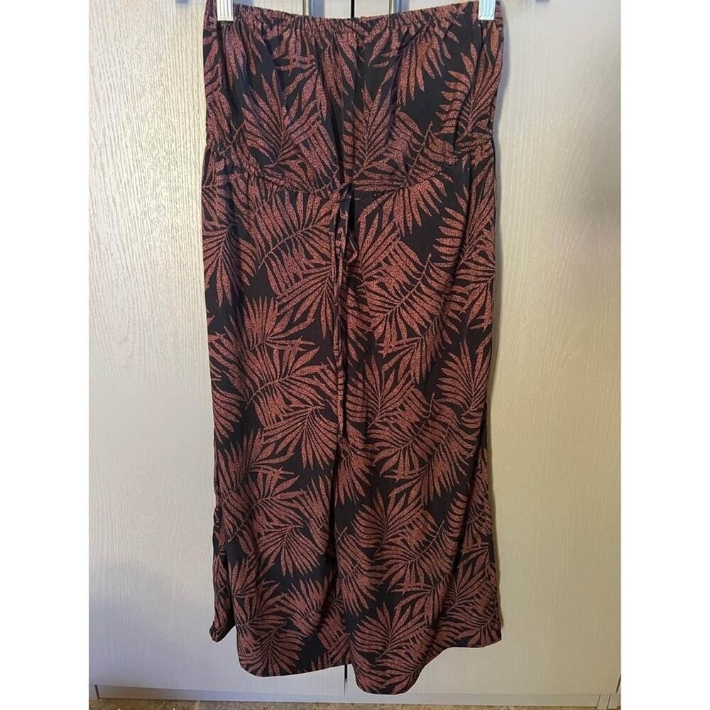 Strapless Boho Jumpsuit Tropical Palm Leaf Print XXS Black Nordstrom New Smocked - Picture 4 of 5